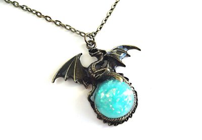 Glow in the Dark Bronze Dragon Necklace Charm