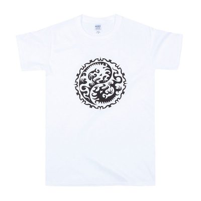 Yin Yang Dragon T-Shirt White - Unisex Dragon Printed Tee Shirt